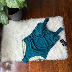 Swimsuits For All Teal One Piece Swimsuit Size 16 Slimming NWT